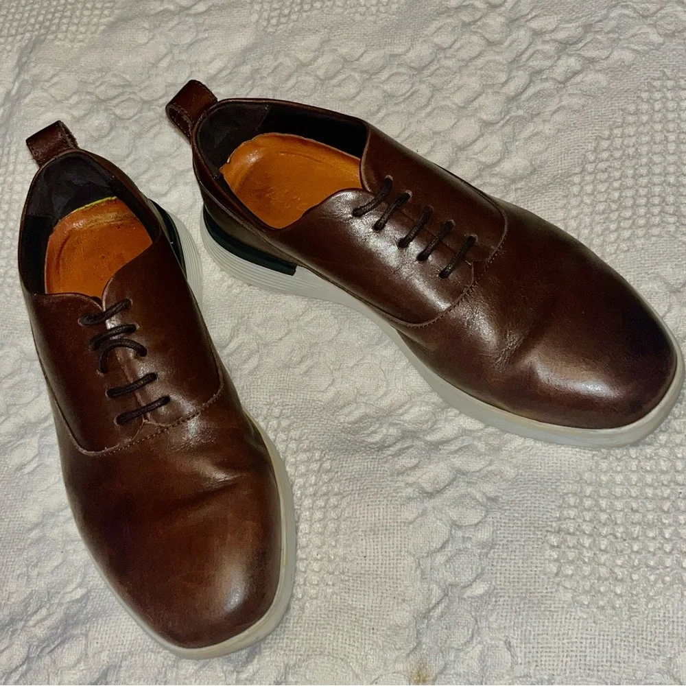 Wolf & Shepard Men’s Derby Leather Lace-Up Shoes Dress Sneakers Dark Brown 7.5